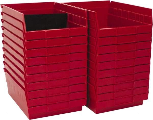 Quantum Storage - 50 Lb. Load Capacity, 11-5/8" Deep, Red Polypropylene Hopper Shelf Bin - 4" High x 8-3/8" Wide x 11-5/8" Long - Americas Tooling