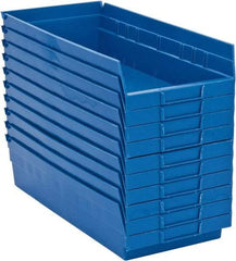 Quantum Storage - 50 Lb. Load Capacity, 17-7/8" Deep, Blue Polypropylene Hopper Shelf Bin - 4" High x 8-3/8" Wide x 17-7/8" Long - Americas Tooling