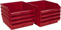 Quantum Storage - 50 Lb. Load Capacity, 11-5/8" Deep, Red Polypropylene Hopper Shelf Bin - 4" High x 11-1/8" Wide x 11-5/8" Long - Americas Tooling