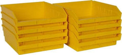 Quantum Storage - 50 Lb. Load Capacity, 11-5/8" Deep, Yellow Polypropylene Hopper Shelf Bin - 4" High x 11-1/8" Wide x 11-5/8" Long - Americas Tooling