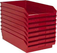 Quantum Storage - 50 Lb. Load Capacity, 17-7/8" Deep, Red Polypropylene Hopper Shelf Bin - 4" High x 11-1/8" Wide x 17-7/8" Long - Americas Tooling