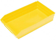 Quantum Storage - 50 Lb. Load Capacity, 23-5/8" Deep, Yellow Polypropylene Hopper Shelf Bin - 4" High x 11-1/8" Wide x 23-5/8" Long - Americas Tooling