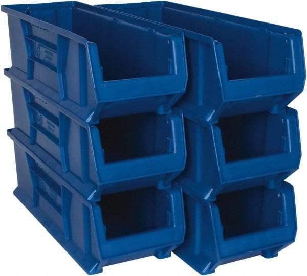 Quantum Storage - 100 Lb. Load Capacity, 23-7/8" Deep, Blue Polypropylene Hopper Stacking Bin - 7" High x 8-1/4" Wide x 23-7/8" Long - Americas Tooling