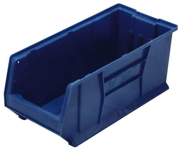 Quantum Storage - 100 Lb. Load Capacity, 23-7/8" Deep, Blue Polypropylene Hopper Stacking Bin - 9" High x 8-1/4" Wide x 23-7/8" Long - Americas Tooling