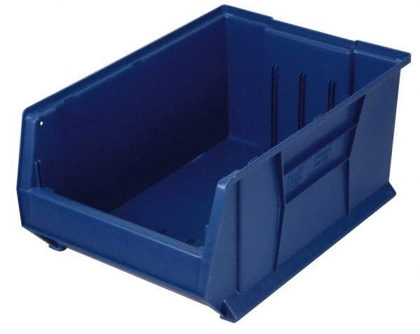 Quantum Storage - 100 Lb. Load Capacity, 23-7/8" Deep, Blue Polypropylene Hopper Stacking Bin - 7" High x 11" Wide x 23-7/8" Long - Americas Tooling