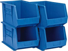 Quantum Storage - 75 Lb. Load Capacity, 18" Deep, Blue Polypropylene Hopper Stacking Bin - 10" High x 11" Wide x 18" Long - Americas Tooling