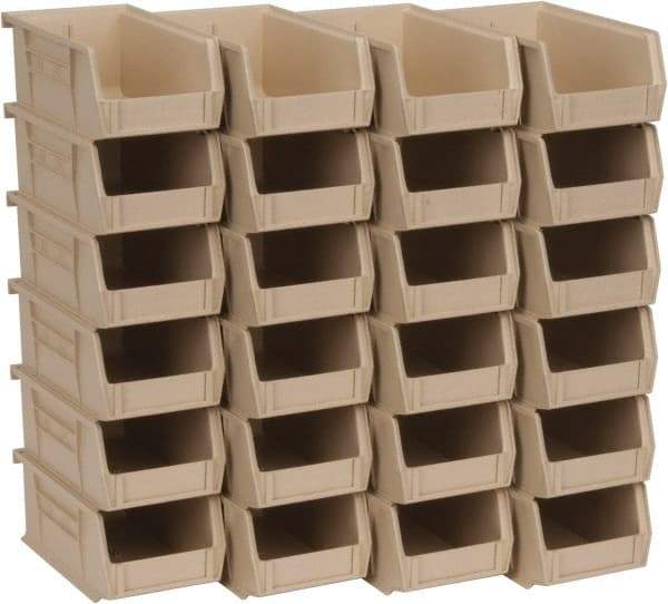 Quantum Storage - 10 Lb. Load Capacity, 7-3/8" Deep, Ivory Polypropylene Hopper Stacking Bin - 3" High x 4-1/8" Wide x 7-3/8" Long - Americas Tooling