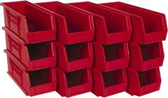 Quantum Storage - 30 Lb. Load Capacity, 10-7/8" Deep, Red Polypropylene Hopper Stacking Bin - 4" High x 4-1/8" Wide x 10-7/8" Long - Americas Tooling