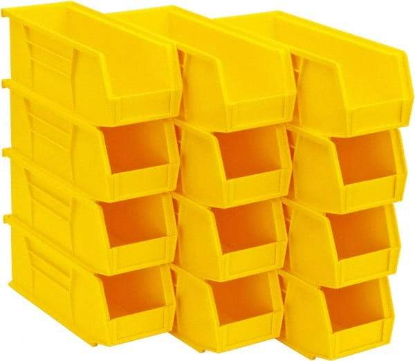 Quantum Storage - 30 Lb. Load Capacity, 10-7/8" Deep, Yellow Polypropylene Hopper Stacking Bin - 4" High x 4-1/8" Wide x 10-7/8" Long - Americas Tooling