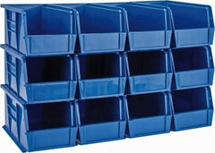 Quantum Storage - 30 Lb. Load Capacity, 10-7/8" Deep, Blue Polypropylene Hopper Stacking Bin - 5" High x 5-1/2" Wide x 10-7/8" Long - Americas Tooling