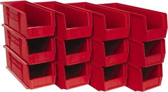 Quantum Storage - 50 Lb. Load Capacity, 14-3/4" Deep, Red Polypropylene Hopper Stacking Bin - 5" High x 5-1/2" Wide x 14-3/4" Long - Americas Tooling