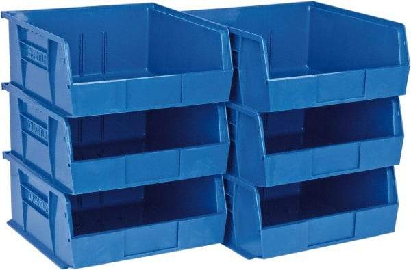 Quantum Storage - 50 Lb. Load Capacity, 10-7/8" Deep, Blue Polypropylene Hopper Stacking Bin - 5" High x 11" Wide x 10-7/8" Long - Americas Tooling