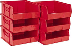 Quantum Storage - 50 Lb. Load Capacity, 10-7/8" Deep, Red Polypropylene Hopper Stacking Bin - 5" High x 11" Wide x 10-7/8" Long - Americas Tooling