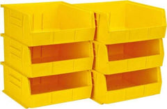 Quantum Storage - 50 Lb. Load Capacity, 10-7/8" Deep, Yellow Polypropylene Hopper Stacking Bin - 5" High x 11" Wide x 10-7/8" Long - Americas Tooling