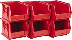 Quantum Storage - 50 Lb. Load Capacity, 10-3/4" Deep, Red Polypropylene Hopper Stacking Bin - 7" High x 8-1/4" Wide x 10-3/4" Long - Americas Tooling