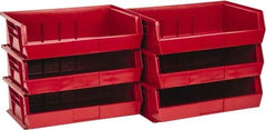 Quantum Storage - 60 Lb. Load Capacity, 10-7/8" Deep, Red Polypropylene Hopper Stacking Bin - 5" High x 16-1/2" Wide x 10-7/8" Long - Americas Tooling