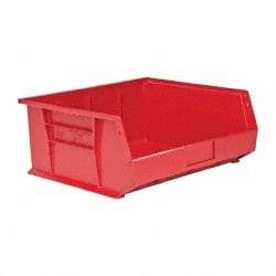 Quantum Storage - 75 Lb. Load Capacity, 14-3/4" Deep, Red Polypropylene Hopper Stacking Bin - 7" High x 16-1/2" Wide x 14-3/4" Long - Americas Tooling