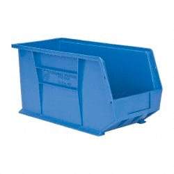 Quantum Storage - 60 Lb. Load Capacity, 18" Deep, Blue Polypropylene Hopper Stacking Bin - 9" High x 8-1/4" Wide x 18" Long - Americas Tooling