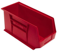 Quantum Storage - 60 Lb. Load Capacity, 18" Deep, Red Polypropylene Hopper Stacking Bin - 9" High x 8-1/4" Wide x 18" Long - Americas Tooling