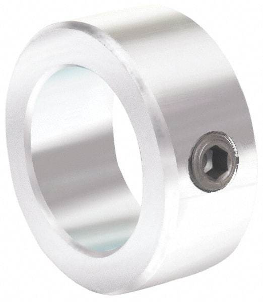 Climax Metal Products - 9/16" Bore, Aluminum, One Piece Solid Set Screw Collars - 1" Outside Diam, 7/16" Wide - Americas Tooling