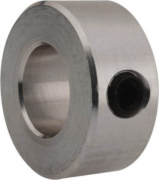 Climax Metal Products - 1/2" Bore, Aluminum, One Piece Solid Set Screw Collars - 1" Outside Diam, 7/16" Wide - Americas Tooling