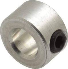 Climax Metal Products - 1/4" Bore, Aluminum, One Piece Solid Set Screw Collars - 1/2" Outside Diam, 9/32" Wide - Americas Tooling