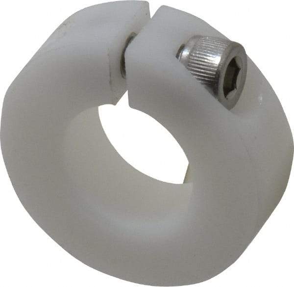 Climax Metal Products - 3/4" Bore, Plastic, One Piece One Piece Split Shaft Collar - 1-1/2" Outside Diam, 1/2" Wide - Americas Tooling