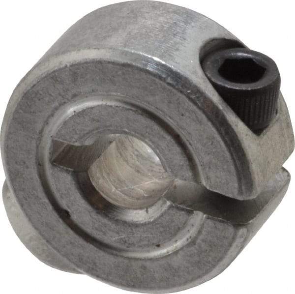 Climax Metal Products - 3/16" Bore, Aluminum, One Piece One Piece Split Shaft Collar - 5/8" Outside Diam, 9/32" Wide - Americas Tooling