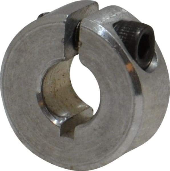 Climax Metal Products - 1/4" Bore, Aluminum, One Piece One Piece Split Shaft Collar - 5/8" Outside Diam, 9/32" Wide - Americas Tooling