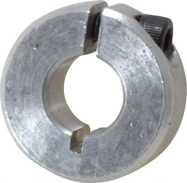 Climax Metal Products - 3/8" Bore, Aluminum, One Piece One Piece Split Shaft Collar - 7/8" Outside Diam, 11/32" Wide - Americas Tooling