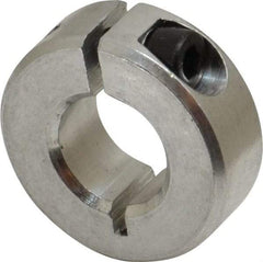 Climax Metal Products - 7/16" Bore, Aluminum, One Piece One Piece Split Shaft Collar - 15/16" Outside Diam, 11/32" Wide - Americas Tooling