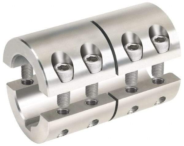 Climax Metal Products - 5/8 x 1/2" Bore, Stainless Steel, With Keyway Two Piece Split Shaft Collar - 1-5/16" Outside Diam, 2" Wide - Americas Tooling