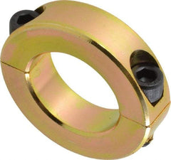 Climax Metal Products - 1-1/8" Bore, Steel, Two Piece Clamping Shaft Collar - 1-7/8" Outside Diam, 1/2" Wide - Americas Tooling