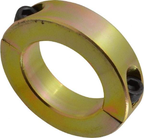 Climax Metal Products - 1-1/2" Bore, Steel, Two Piece Clamping Shaft Collar - 2-3/8" Outside Diam, 9/16" Wide - Americas Tooling