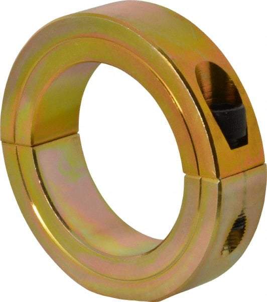 Climax Metal Products - 2-3/16" Bore, Steel, Two Piece Clamping Shaft Collar - 3-1/4" Outside Diam, 3/4" Wide - Americas Tooling