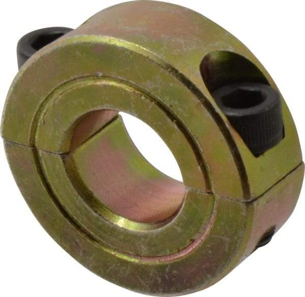 Climax Metal Products - 9/16" Bore, Steel, Two Piece Clamping Shaft Collar - 1-1/8" Outside Diam, 7/16" Wide - Americas Tooling