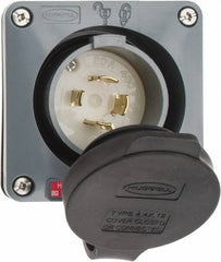 Hubbell Wiring Device-Kellems - 480 VAC, 20 Amp, L16-20P NEMA, Self Grounding Inlet - 3 Poles, 4 Wire, Male End, Gray - Americas Tooling