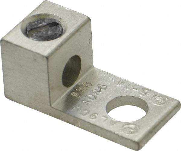 Thomas & Betts - 14-6 AWG Noninsulated Compression Connection Square Ring Terminal - 1/4" Stud, 1-3/64" OAL x 1/2" Wide, Tin Plated Aluminum Contact - Americas Tooling