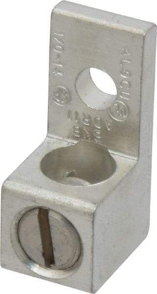 Thomas & Betts - 14-1/0 AWG Noninsulated Compression Connection Square Ring Terminal - 1/4" Stud, 1-15/32" OAL x 5/8" Wide, Tin Plated Aluminum Contact - Americas Tooling