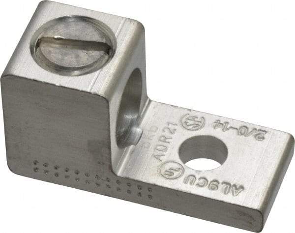 Thomas & Betts - 14-2/0 AWG Noninsulated Compression Connection Rectangle Ring Terminal - 1/4" Stud, 1-15/32" OAL x 5/8" Wide, Tin Plated Aluminum Contact - Americas Tooling