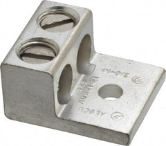 Thomas & Betts - 14-2/0 AWG Noninsulated Compression Connection Rectangle Ring Terminal - 1/4" Stud, 1-15/32" OAL x 1-1/4" Wide, Tin Plated Aluminum Contact - Americas Tooling