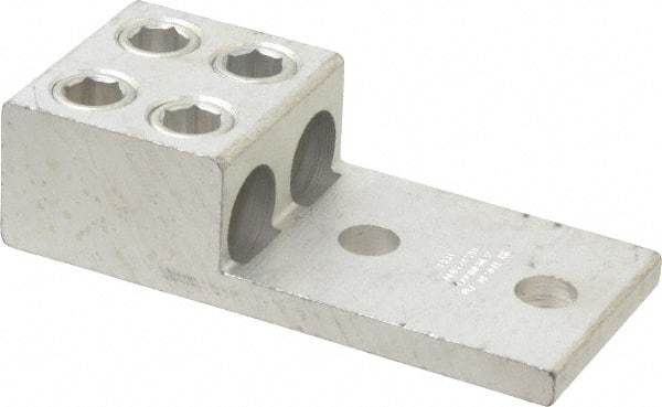 Thomas & Betts - 2 AWG Noninsulated Compression Connection Rectangle Ring Terminal - 1/2" Stud, 5-5/16" OAL x 2-3/4" Wide, Tin Plated Aluminum Contact - Americas Tooling