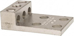 Thomas & Betts - 14-1/0 AWG Noninsulated Compression Connection Rectangle Ring Terminal - 3/8" Stud, 2-29/32" OAL x 2" Wide, Tin Plated Aluminum Contact - Americas Tooling