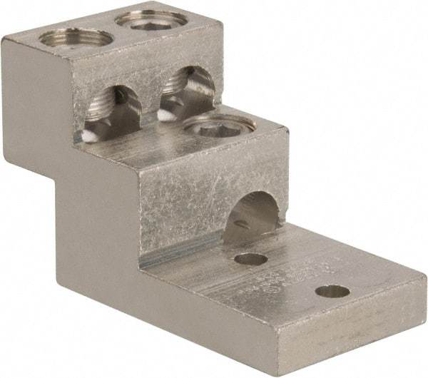 Thomas & Betts - 2 AWG Noninsulated Compression Connection Square Ring Terminal - 3/8" Stud, 4-29/32" OAL x 2-1/2" Wide, Tin Plated Aluminum Contact - Americas Tooling