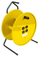 Conductix - 16 AWG, 25' Cable Length, Cord & Cable Reel with Outlet End - 4 Outlets, NEMA 5-15R, 15 Amps, Yellow Reel - Americas Tooling