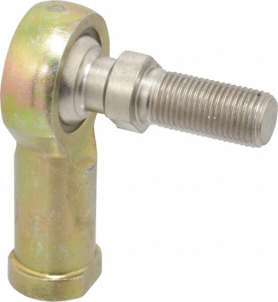 Alinabal - 1/2" ID, 1.3333" Max OD, 6,400 Lb Max Static Cap, Spherical Rod End - 1/2-20 RH, 3/4" Shank Diam, 1-3/16" Shank Length, Steel with Molded Nyloy Raceway - Americas Tooling