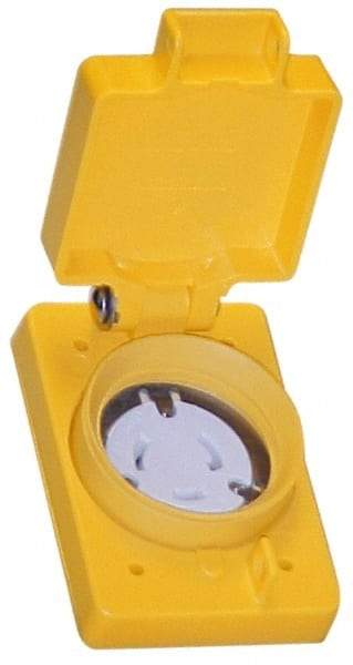 Value Collection - 250 VAC, 20 Amp, L6-20R NEMA, Self Grounding Receptacle - 2 Poles, 3 Wire, Female End, Yellow - Americas Tooling