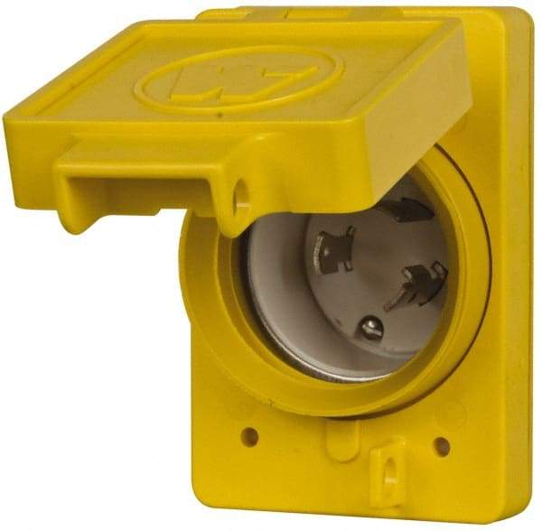 Value Collection - 125 VAC, 30 Amp, L5-30P NEMA, Self Grounding Receptacle - 2 Poles, 3 Wire, Male End, Yellow - Americas Tooling