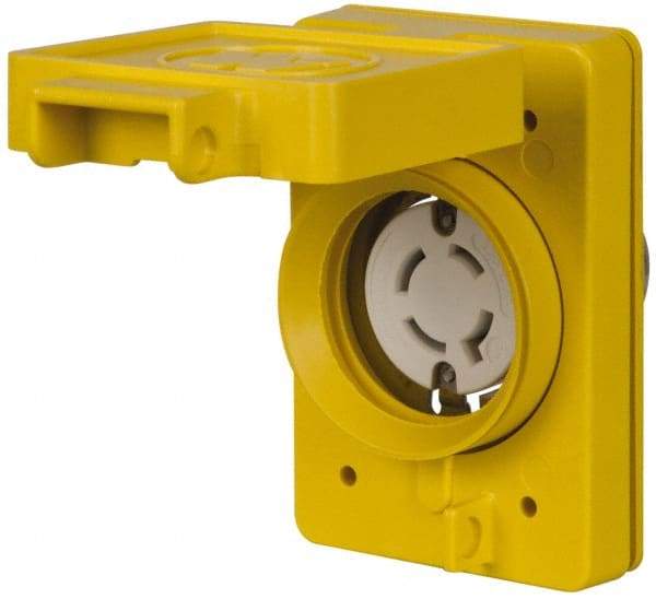 Value Collection - 480 VAC, 20 Amp, L16-20R NEMA, Self Grounding Receptacle - 3 Poles, 3 Wire, Female End, Yellow - Americas Tooling