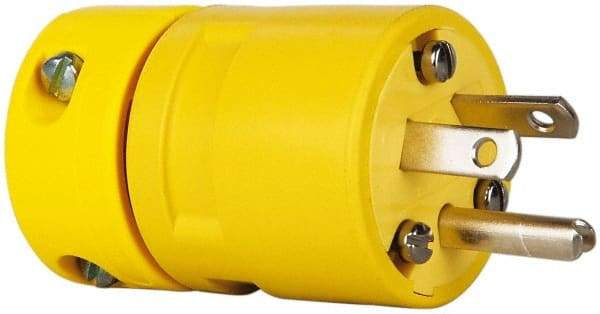 Value Collection - 125/250 VAC, 30 Amp, NonNEMA, Straight, Ungrounded, Industrial Grade Plug - 3 Pole, 3 Wire, 1 Phase, Rubber, Yellow - Americas Tooling